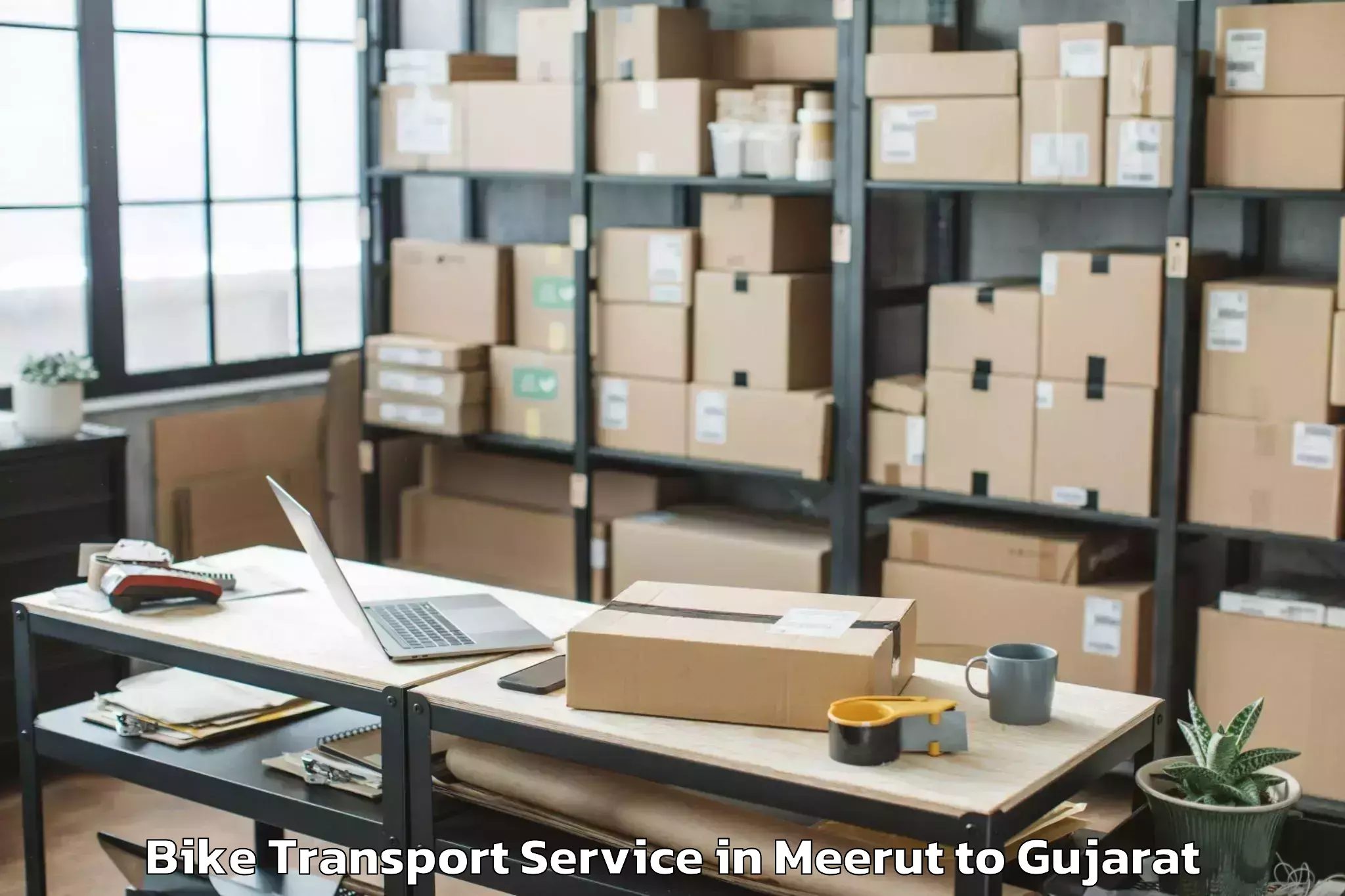 Trusted Meerut to Rajpipla Bike Transport